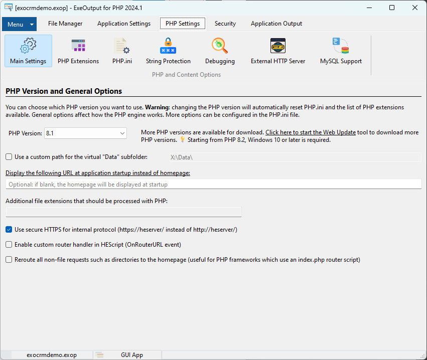 ExeOutput with standard Windows theme