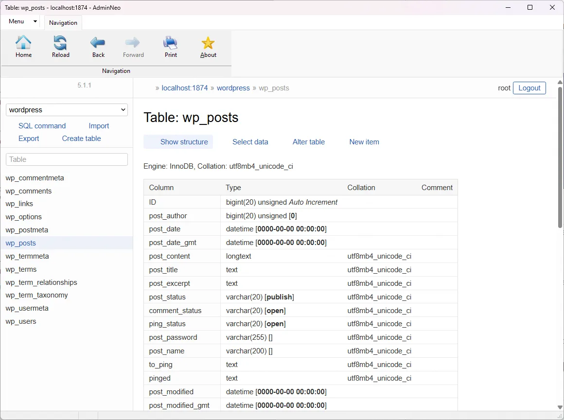 AdminNeo MySQL/MariaDB desktop app adminNeo
